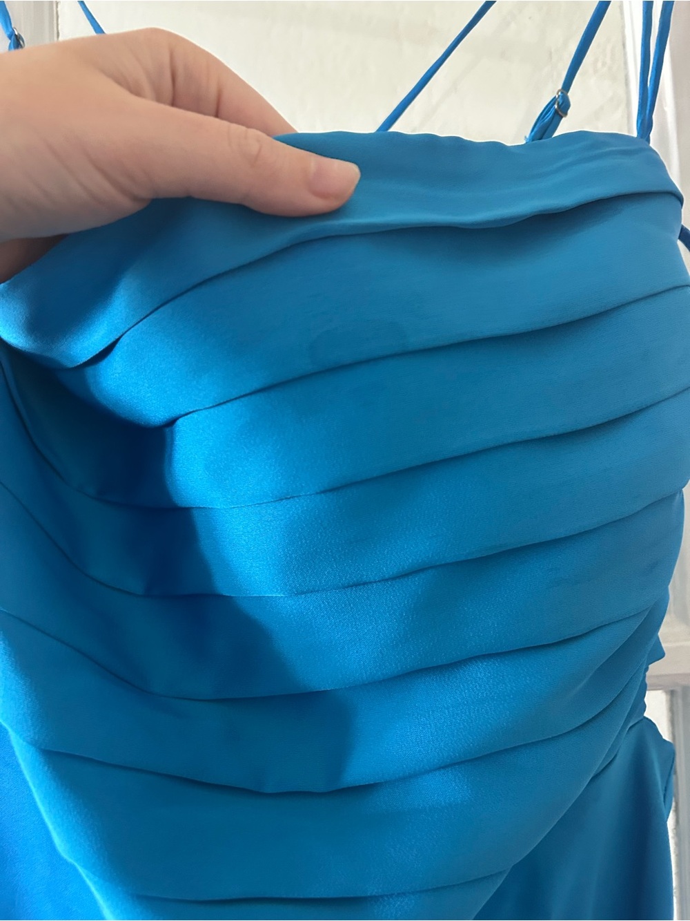 Astr Bright Blue Ruched Bodice Spaghetti-Strap Midi Dress - Picture 5 of 5